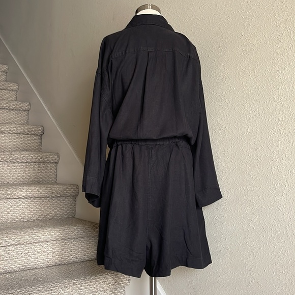 Free Assembly Sz XXL Black Button up; Tie and Elastic Waist Long Sleeve Romper - Picture 4 of 16